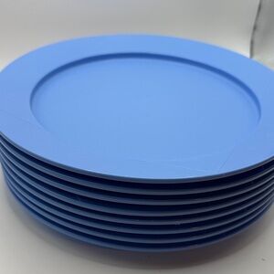 Tupperware Snap Together Picnic Plates 9.75'' Set of 8 Dishes Blue #5547 Camping
